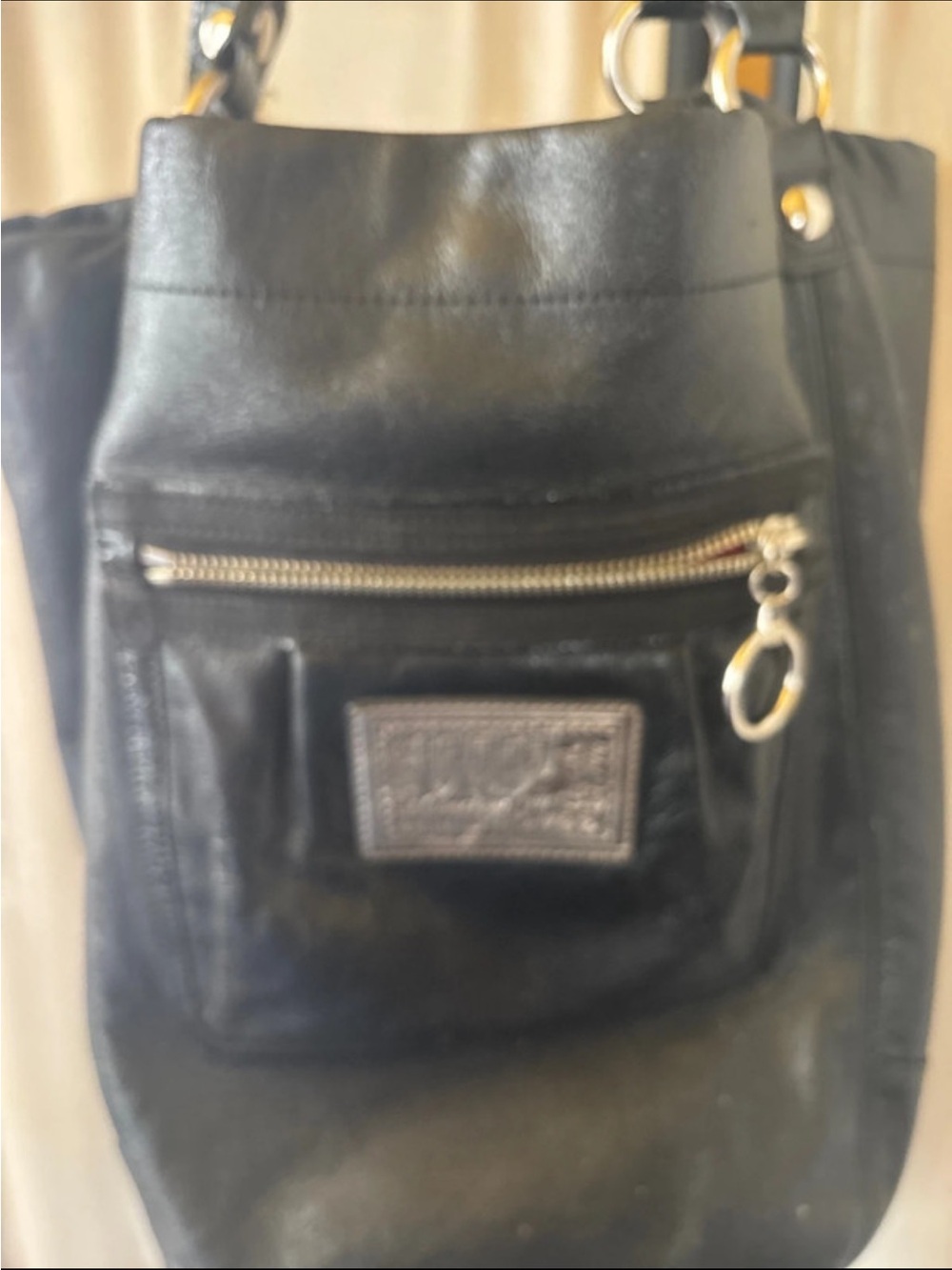 Black Leather COACH  Shoulder Hobo Bag